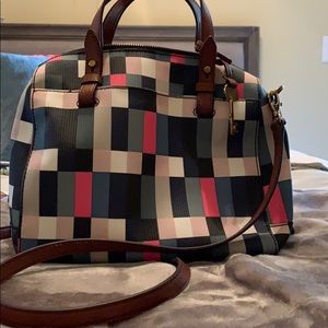 Multi-color Fossil Handbag w/ small wallet